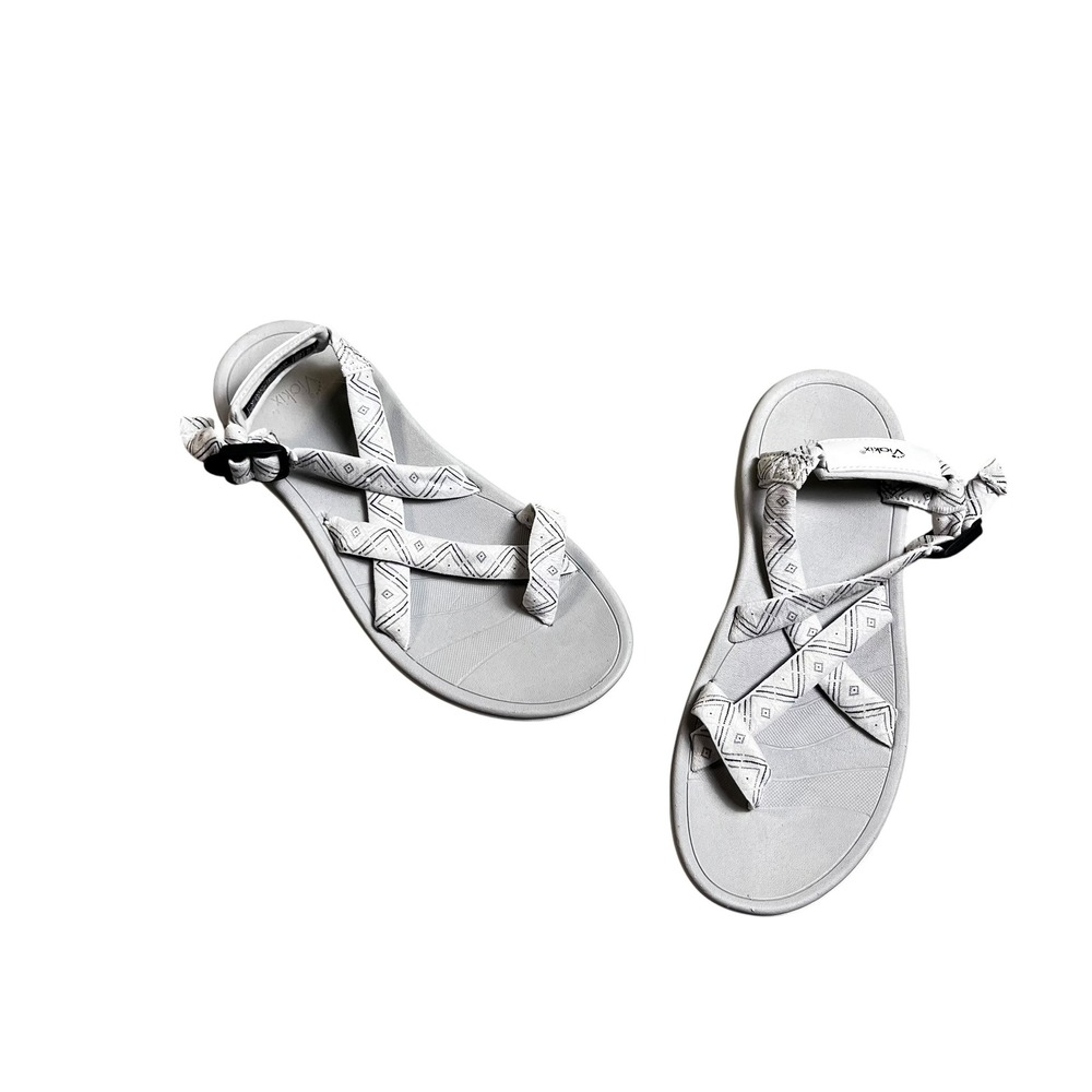 Viakix Sloane Walking Sandals Womens 8 Grey White Geometric Strappy Hiking Shoes